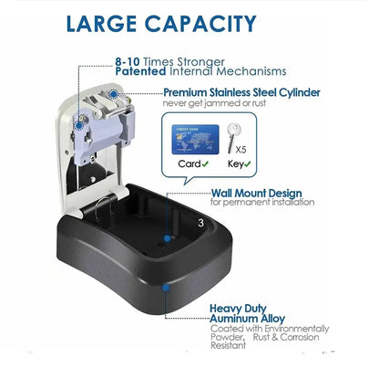 Secure Your Space with the Key Keeper Waterproof Combination Lock Box - 4 Digit Passwords for Up to 5 Keys, Perfect for Home or Office